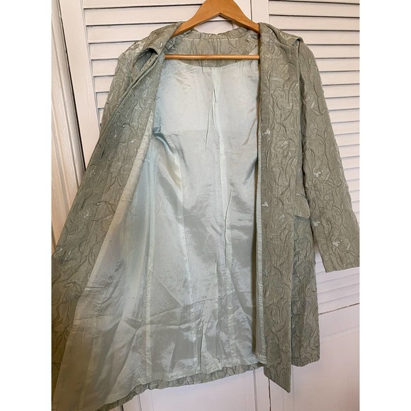 Vintage Handmade Brocade Duster Jacket, Sea/Mint Green, size S-M - Picture 7 of 11